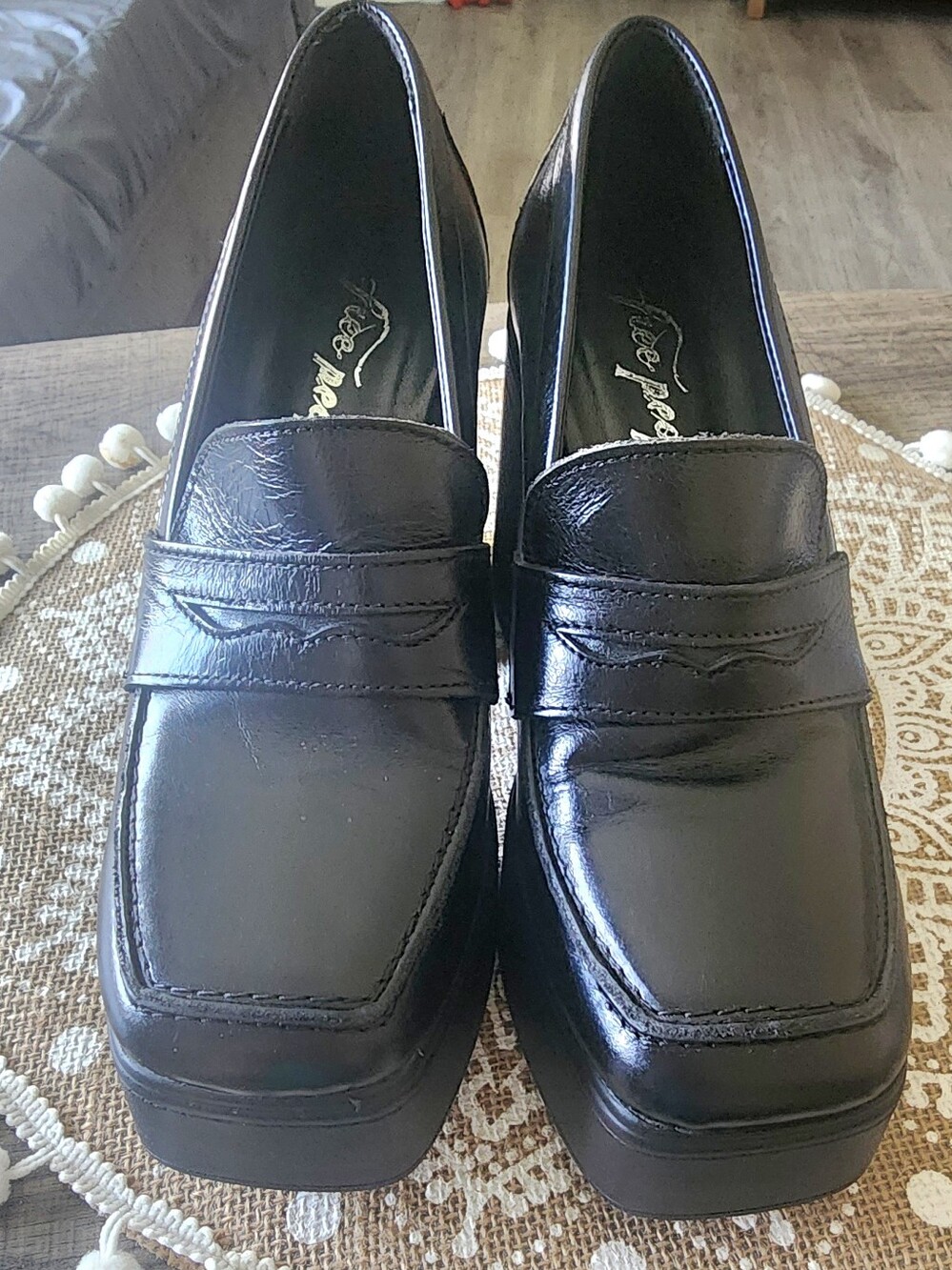 Free People Black Platform Penny Loafers